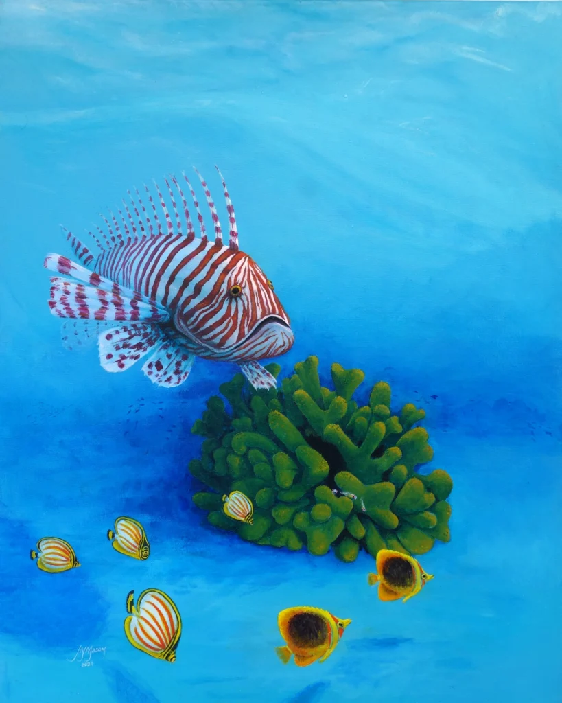 Painting of Lion Fish on The Great Barrier Reef